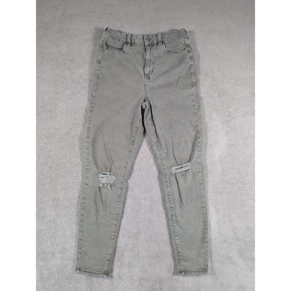 American Eagle Jeans Womens 10R Curvy Super Hi Rise Next Level Stretch Olive‎
